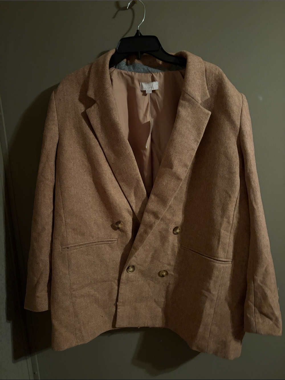 LOFT Double-Breasted Camel Blazer xl nwt